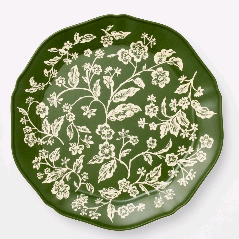 Last DAY! tudio Mcgee Melamine Floral Salad Plates Set Green 4pk Threshold - Picture 4 of 9